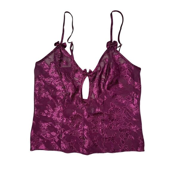 Frederick’s of Hollywood Women’s Small Pajama Set Tank & Shorts Purple Bows - Picture 2 of 9